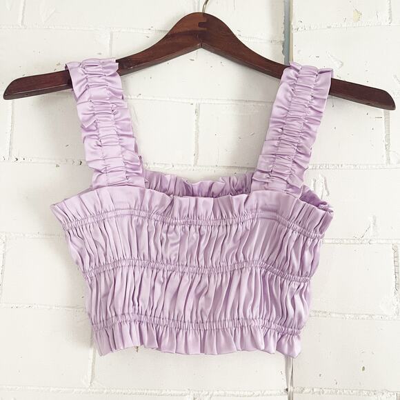 VICI Sardinia Satin Smocked Crop Top Small S - Picture 4 of 10